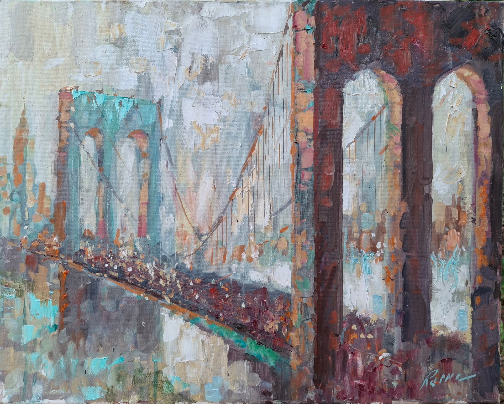 .A painting of the Brooklyn Bridge