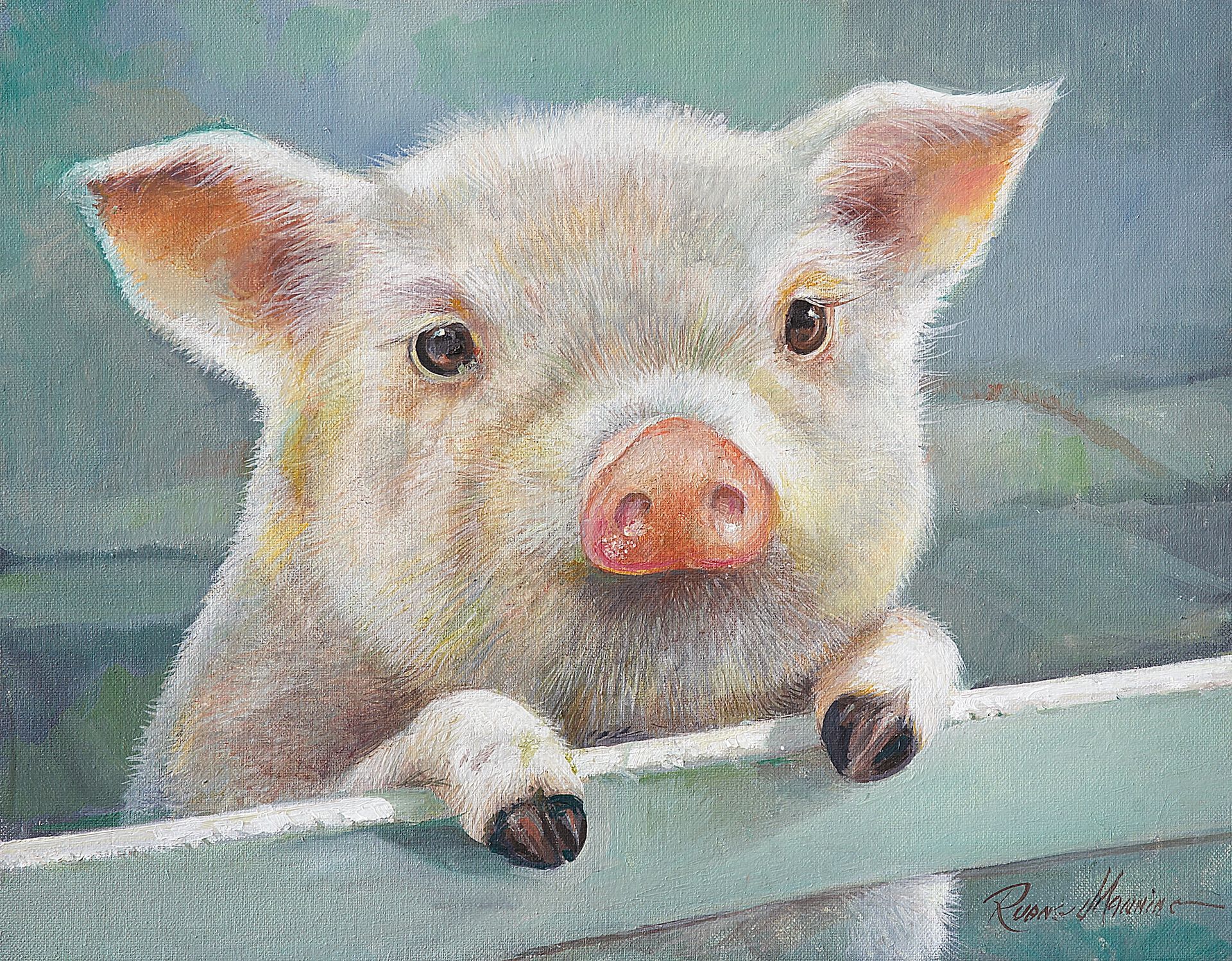 A painting of a piglet