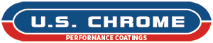 Logo for U.S. Chrome Performance Coatings featuring white text on a blue and red pill-shaped background.