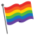 Rainbow pride flag on a pole waving in the wind