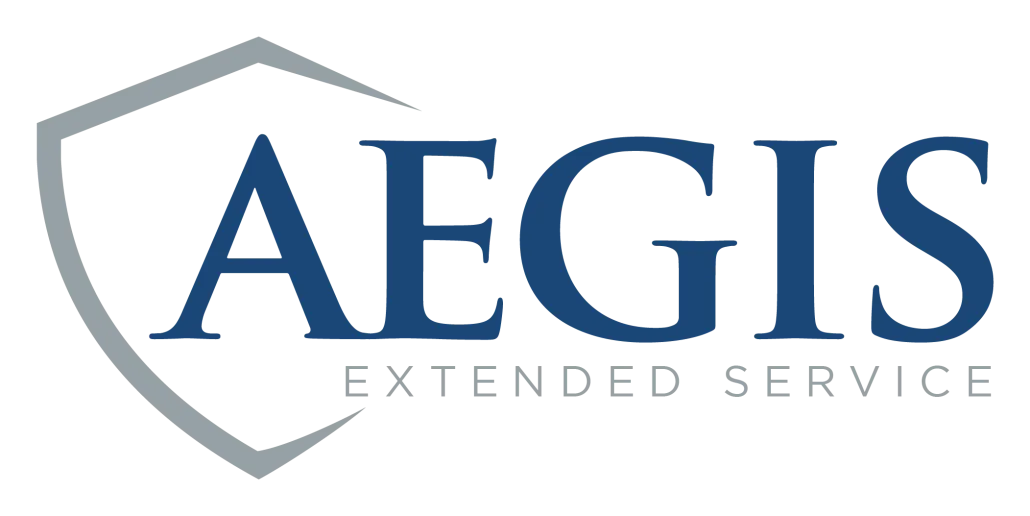 AEGIS Extended Service logo with blue text and gray shield outline