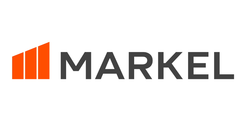 Markel logo with orange bars and gray text on a white background
