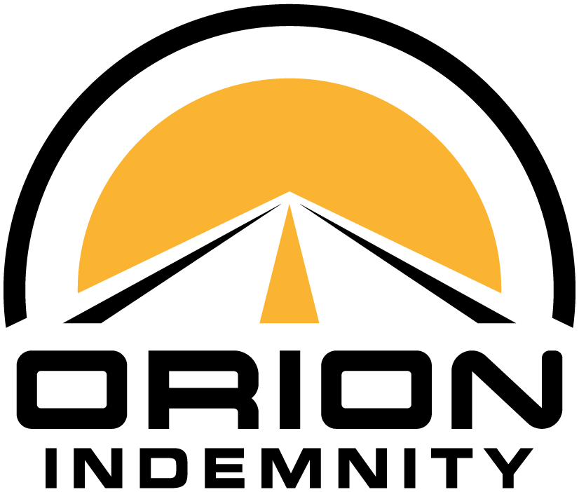 Orion Indemnity logo with black and orange sunburst over the company name