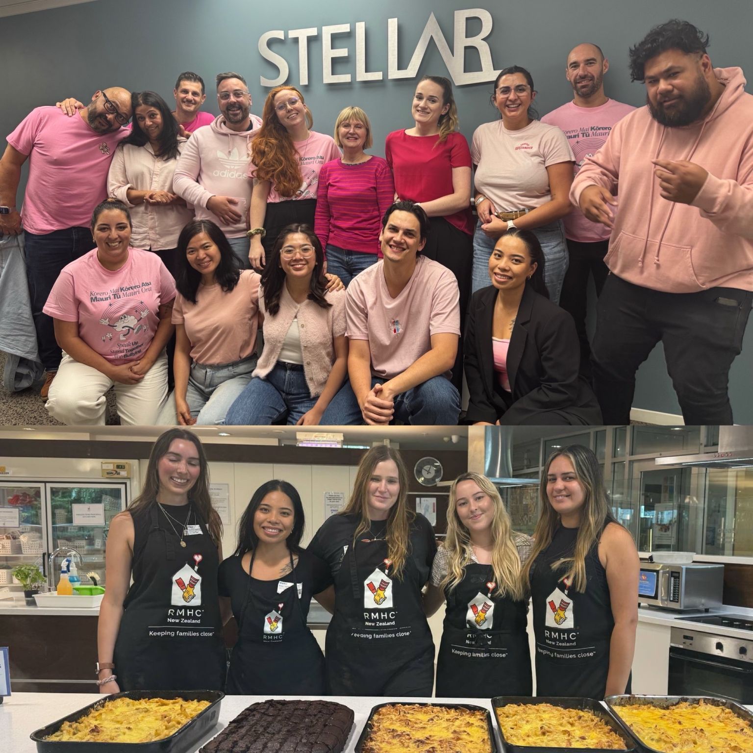 Stellar Team wearing pink shirts 