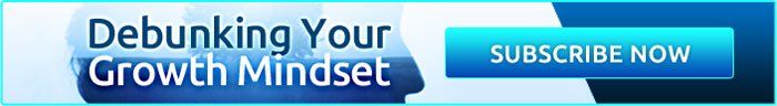 Banner ad: Debunking Your Growth Mindset. Contains a