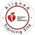 American Heart Association aligned training site logo with red heart and circular text