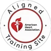 American Heart Association aligned training site logo with red heart and circular text