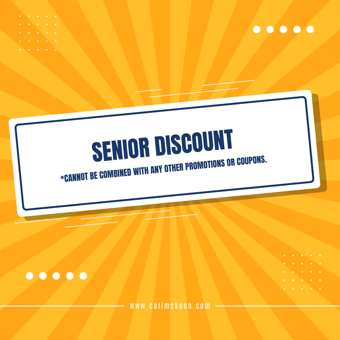 Senior Discount sign on yellow burst background.