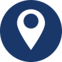 White location pin in a blue circle.