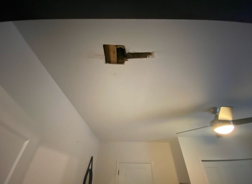 ceiling damage in the basement