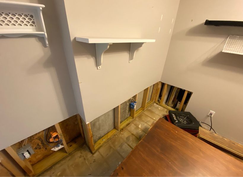 drywall removed in the office