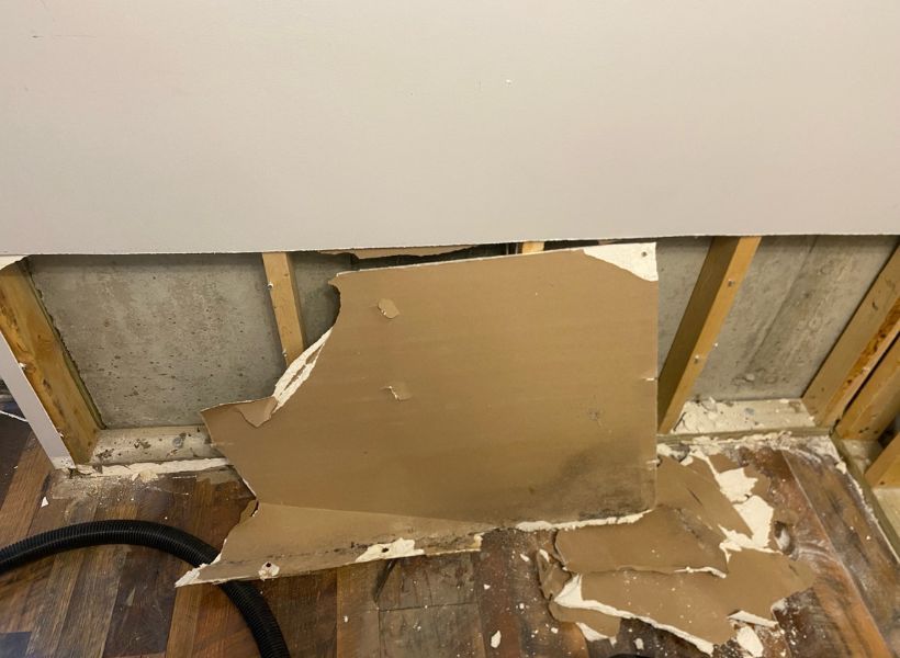 drywall removed