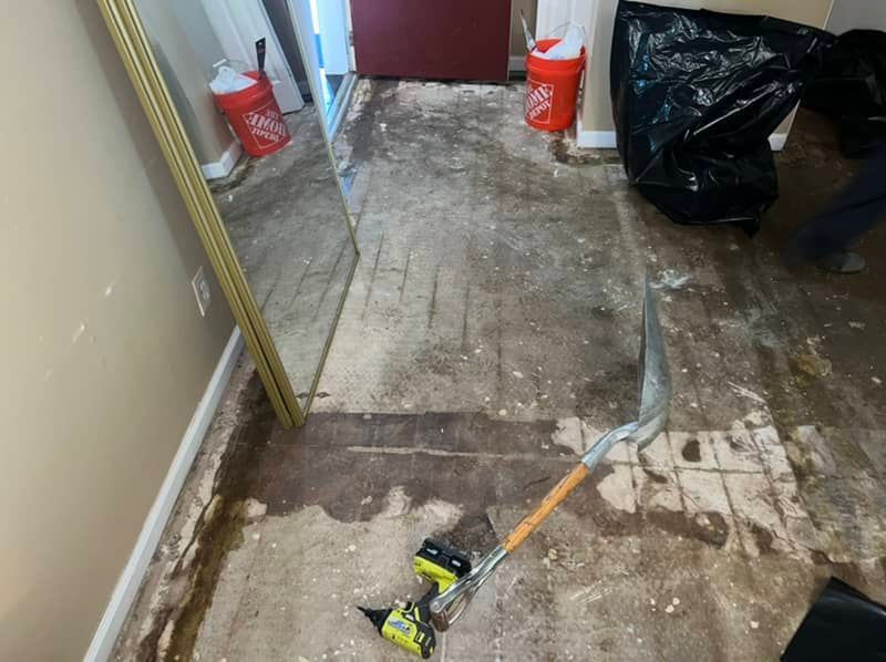 water damaged flooring removal.