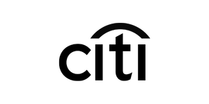 A black and white logo for citi bank on a white background.