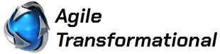 A logo for agile transformational with a blue ball