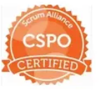 A logo for scrum alliance cspo certified.