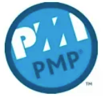 A blue circle with the word pmp on it
