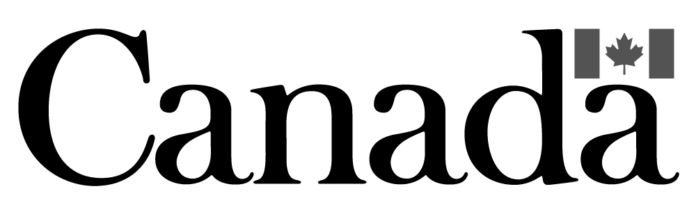 A black and white logo for canada with a canadian flag.