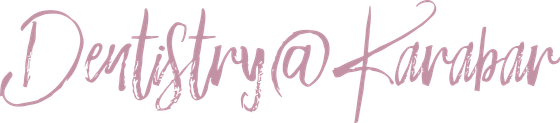 The word dentistry is written in cursive on a white background.