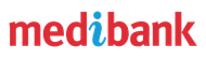 A red and blue logo for medibank on a white background.