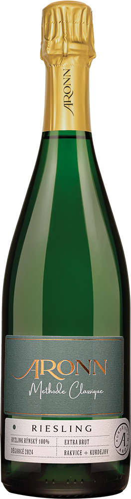 Green champagne bottle with gold foil cap and black label reading Armand de Brignac Riesling.