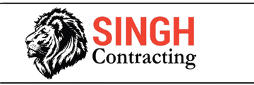 SING Contracting logo with a black lion head and red-and-black text on a white background