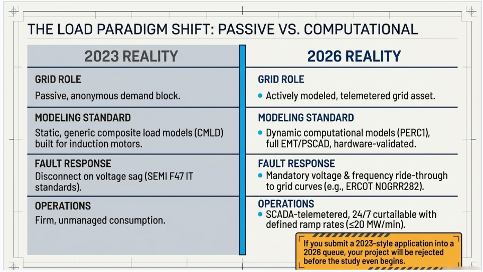 Data center large load interconnection shift from passive demand to dynamic PERC1 and PSCAD grid modeling