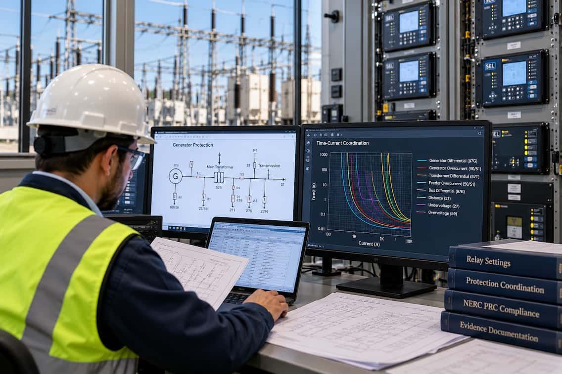Protection and settings engineering for generation and substation systems