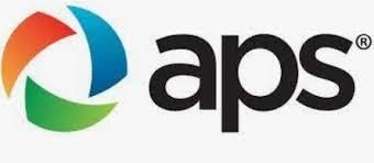 Logo for APS. A colorful, abstract circular design next to the letters 