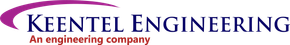 Company logo for Keentel Engineering, featuring the dark blue company name with a purple swoosh above the text.