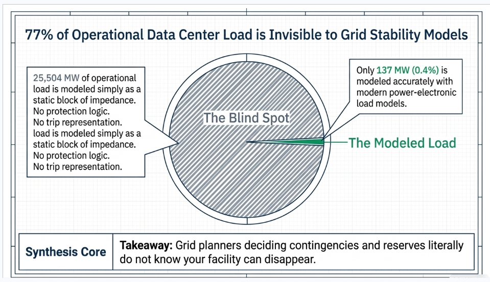 NERC data center modeling gap showing 77 percent of operational computational load missing dynamic grid behavior