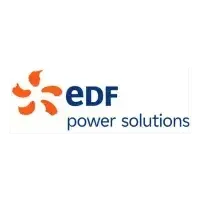 EDF Power Solutions logo with orange energy symbol and blue text on a clean white background.