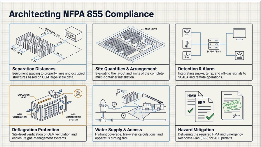 NFPA 855 BESS fire safety and compliance requirements.