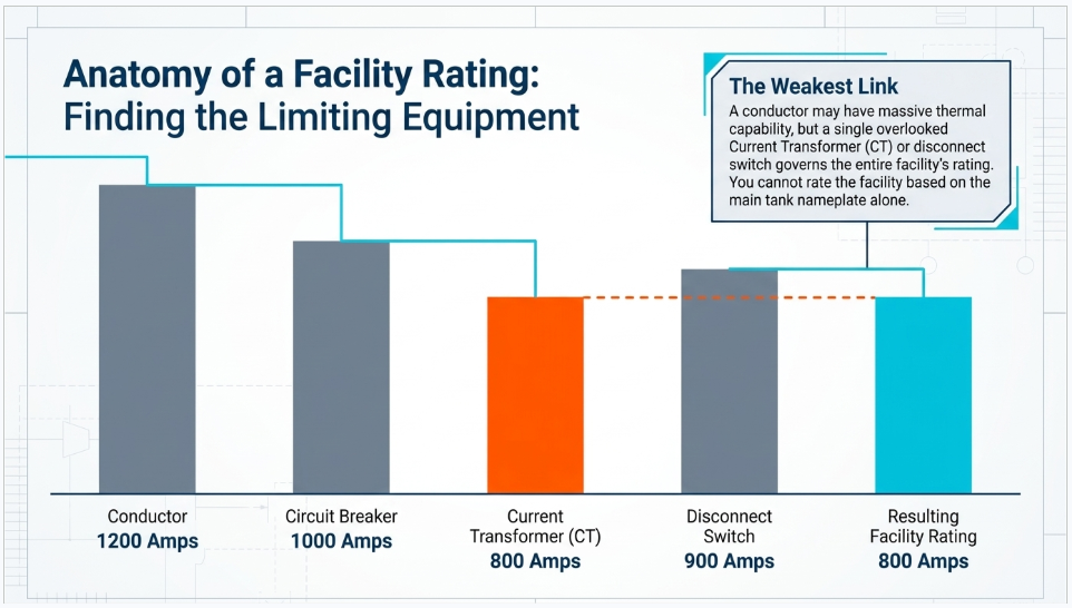 FAC-008-5 facility rating example showing limiting equipment and current transformer rating constraint