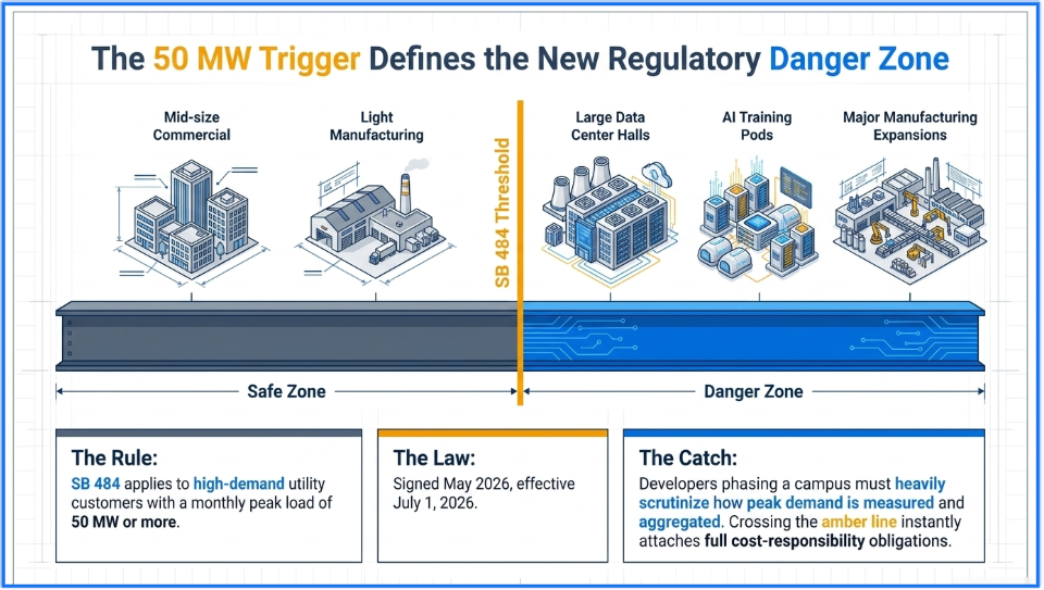 Florida SB 484 50 MW large-load threshold for data centers and industrial facilities