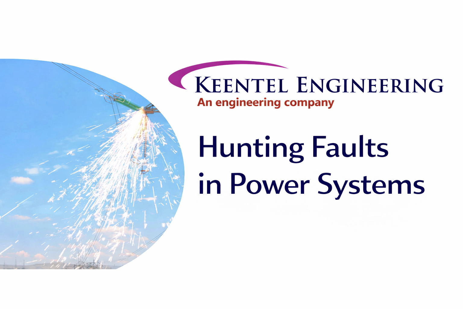 high-voltage power line fault with sparks, illustrating fault detection and troubleshooting in electrical power systems