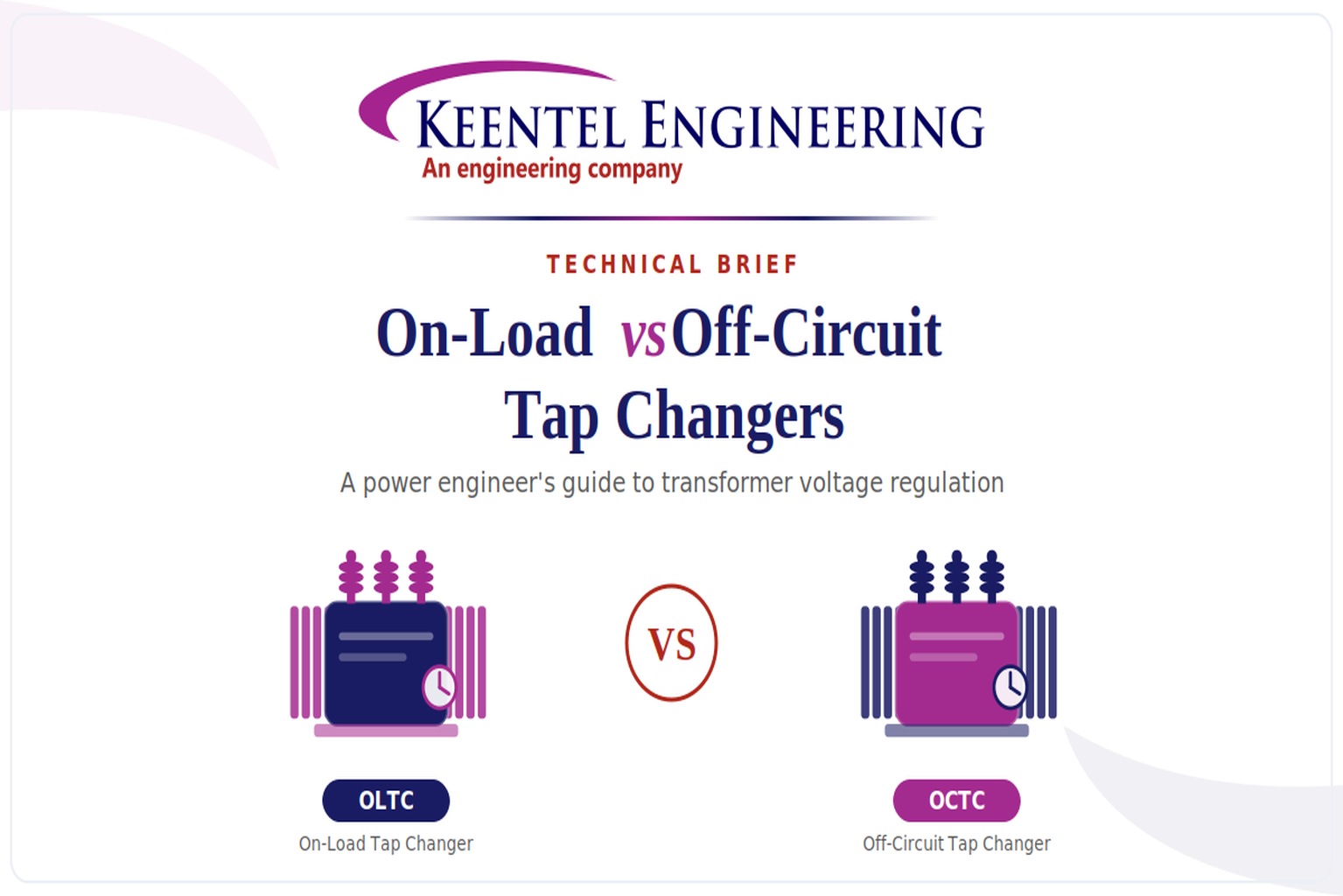 On-Load vs Off-Circuit Transformer Tap Changer comparison showing OLTC and OCTC voltage regulation p