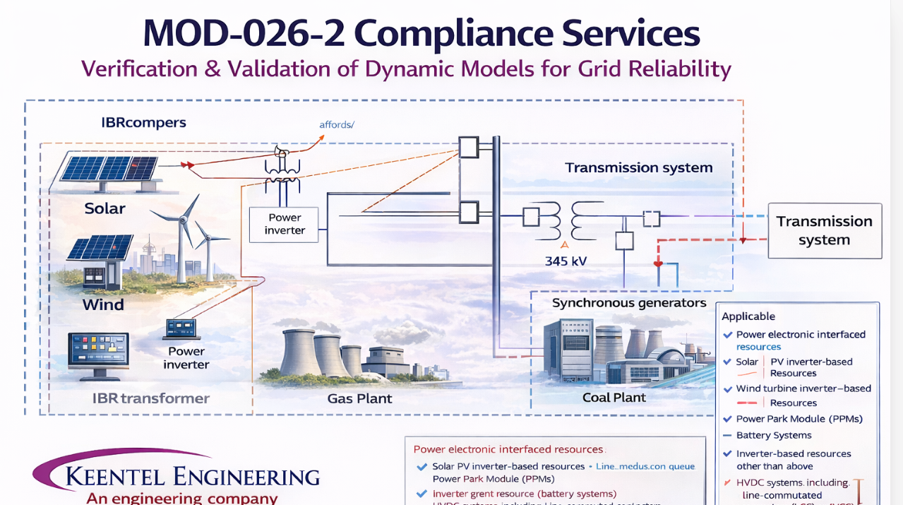 MOD-026-2 compliance diagram for dynamic model validation of inverter-based resources in power systems