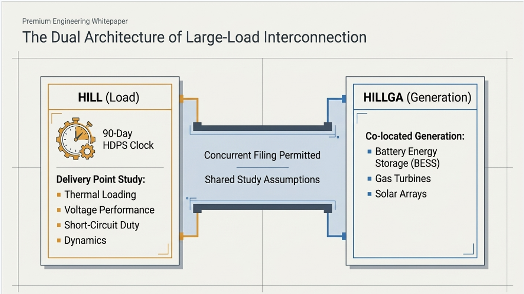 SPP HILL and HILLGA interconnection process showing large load and supporting generation assessments