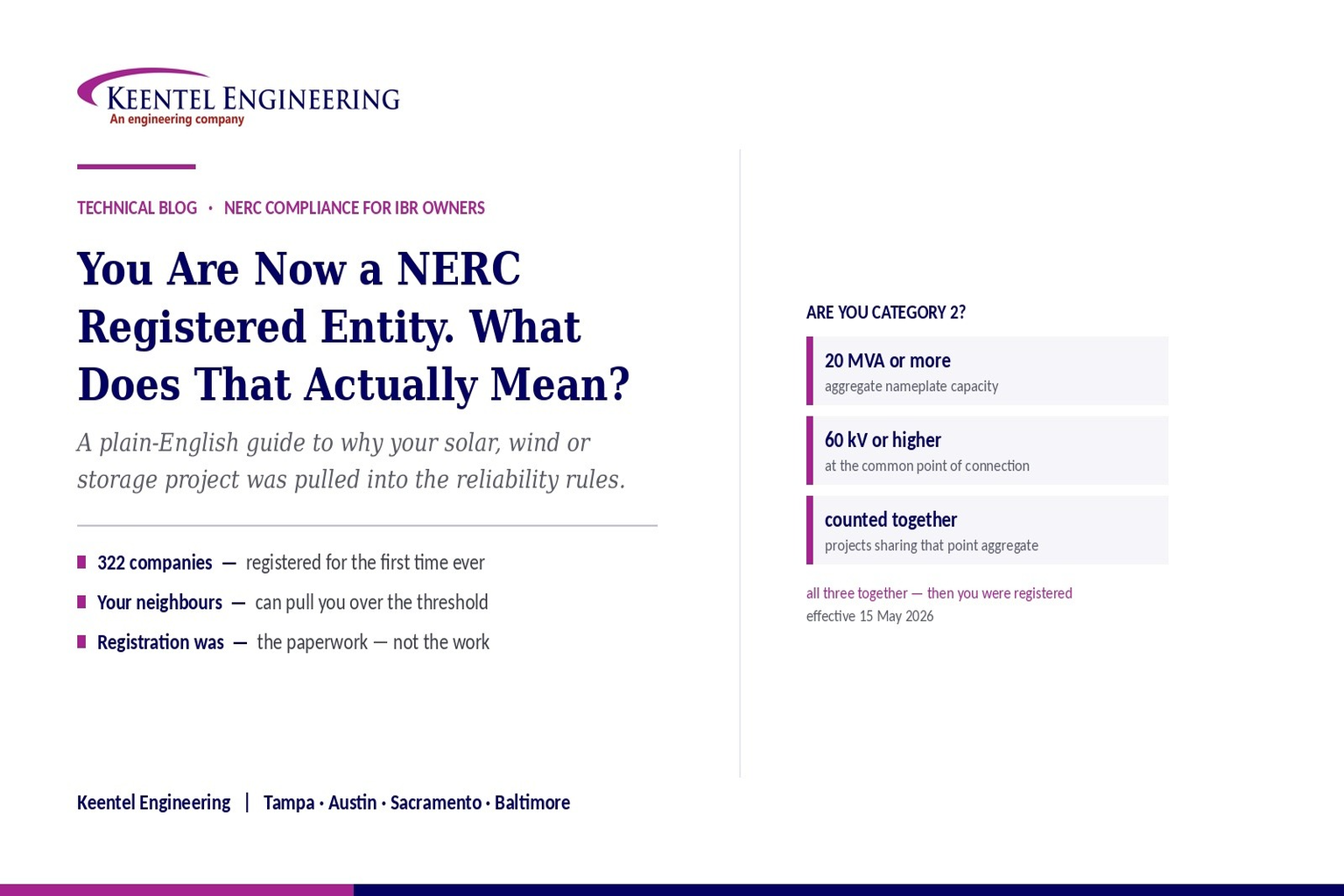 NERC registered entity requirements for inverter-based resource projects.