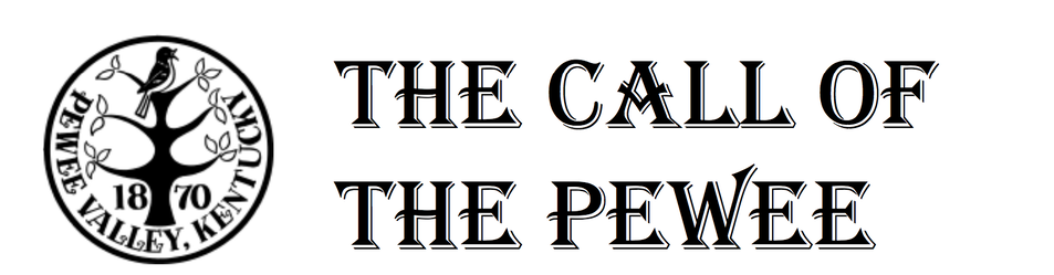 A black and white logo for the call of the pewee
