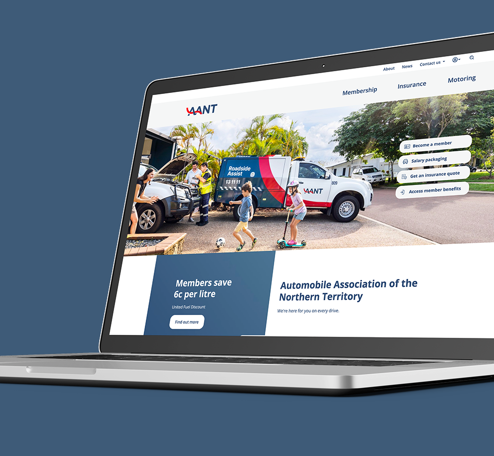 A laptop computer is open to a website for the automobile association of the northern territory.