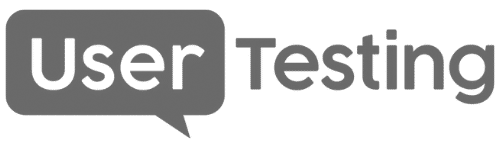 A logo for user testing with a speech bubble