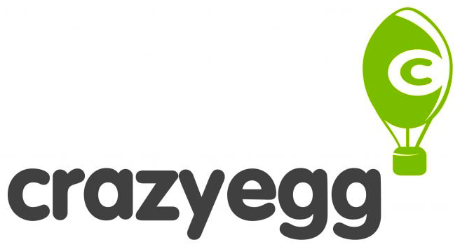 A logo for crazyegg with a green hot air balloon