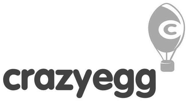 A black and white logo for crazyegg with a hot air balloon.