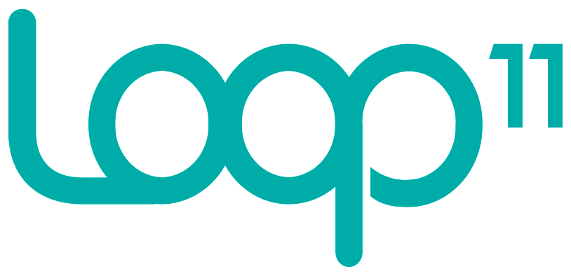 The logo for loop 11 is a blue and white logo on a white background.