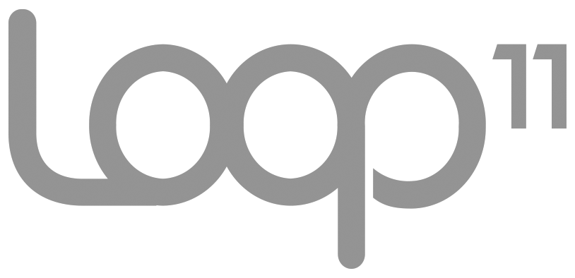 The logo for loop 11 is a gray logo on a white background.