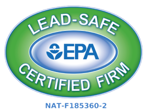 EPA Lead-Safe Certified Firm green and blue logo with certification number NAT-F185360-2
