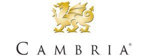 Gold lion logo above the word “CAMBRIA” on a white background