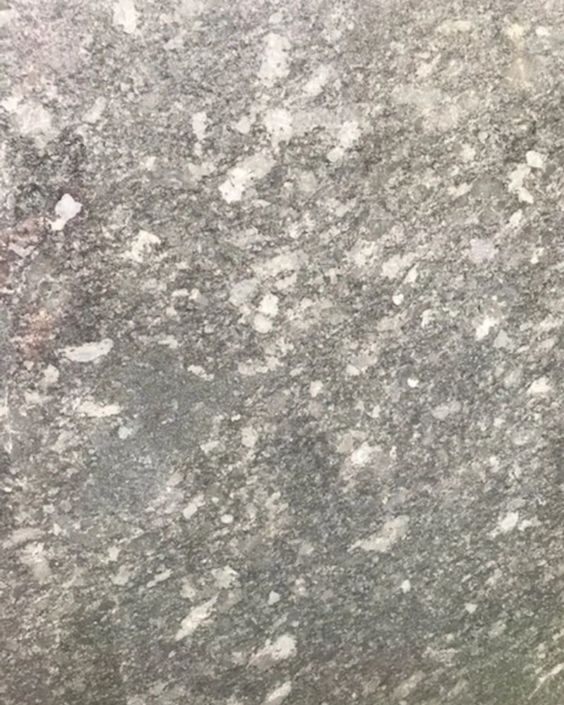 Close-up of a gray, speckled stone or concrete surface with white flecks